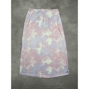 Roxy Skirt Womens Small Pastel Pink Purple White Floral Print Maxi Zip Polyester